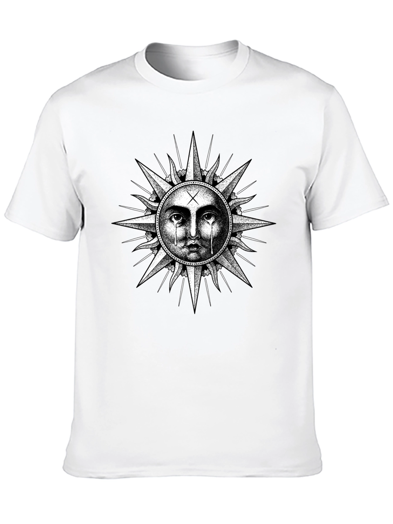 Crying Sun Graphic Tee - Black Cotton T-Shirt