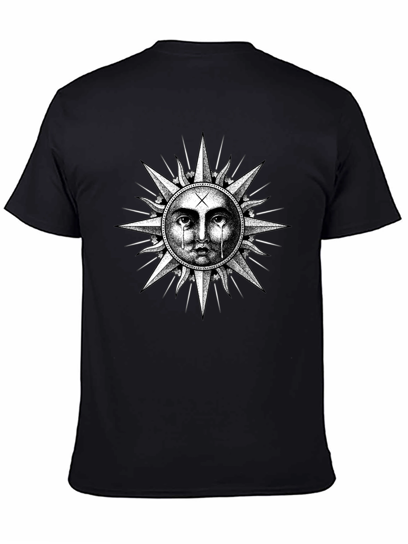 Crying Sun Graphic Tee - Black Cotton T-Shirt