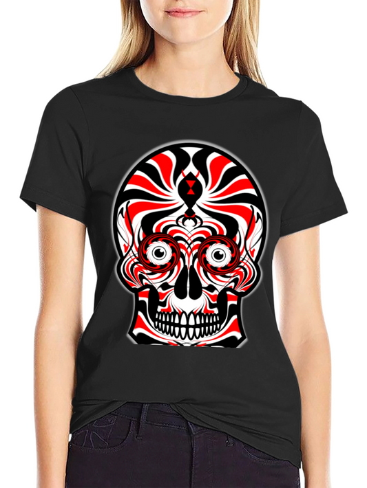 Abstract Skull Graphic Tee - Black