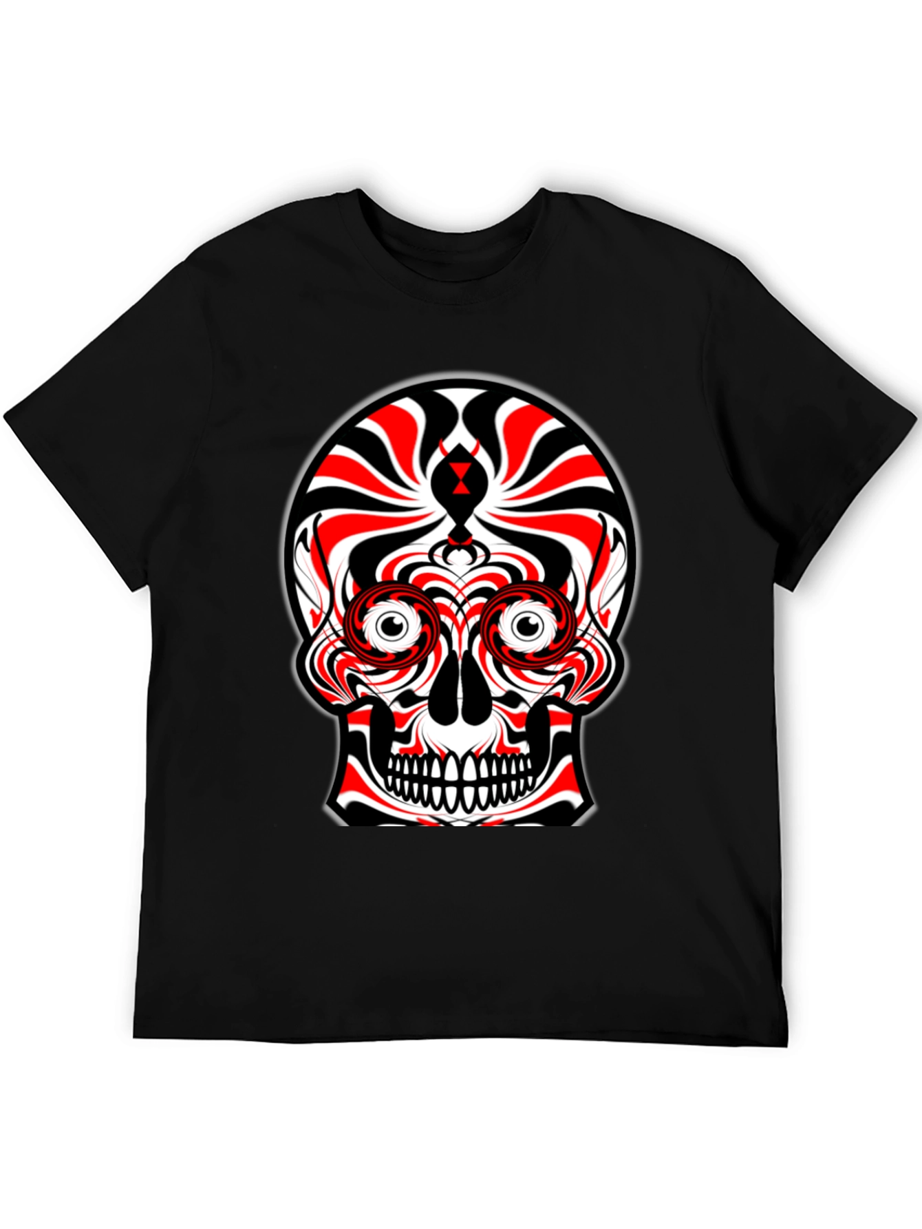 Abstract Skull Graphic Tee - Black