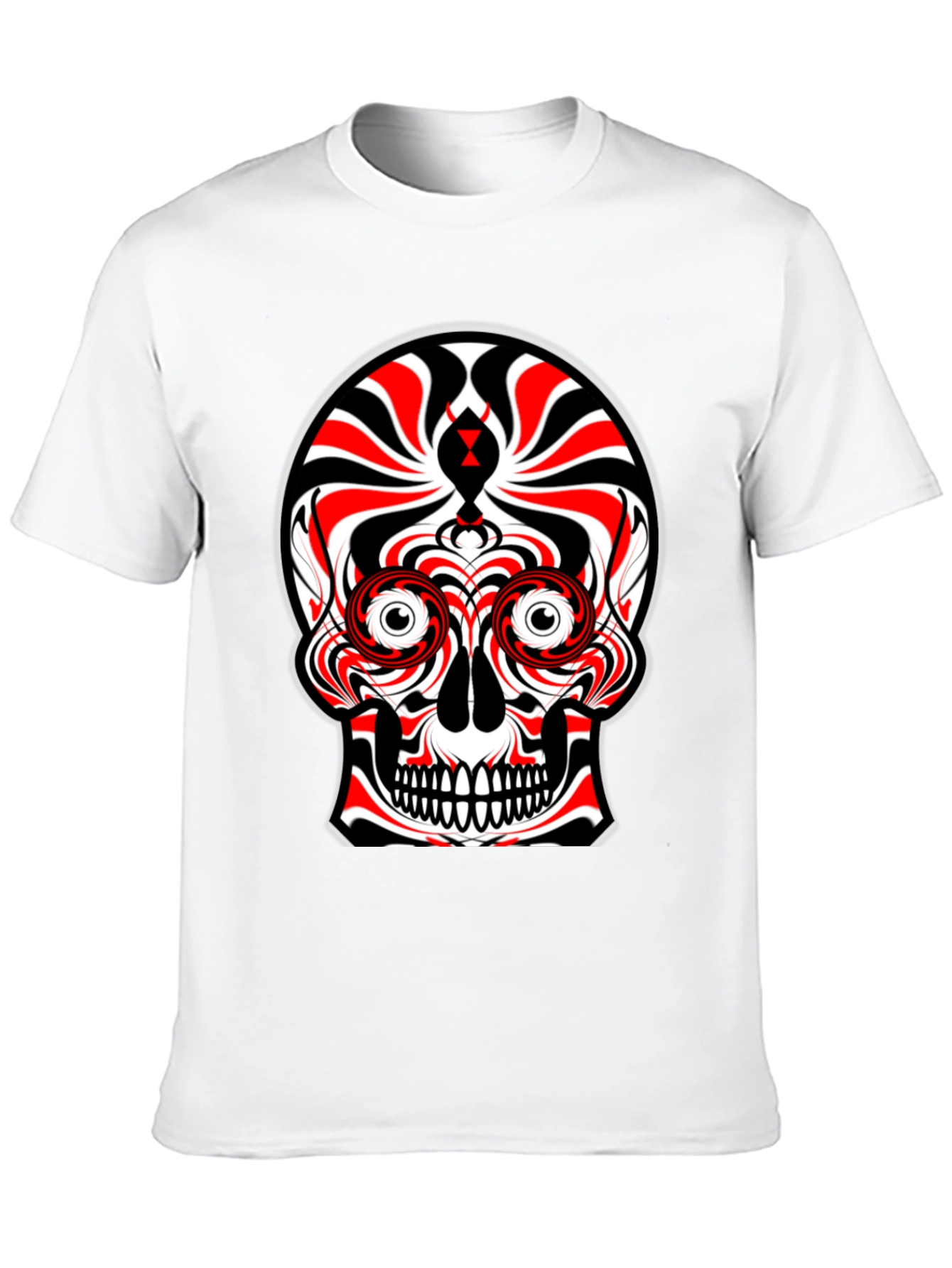 Abstract Skull Graphic Tee - Black