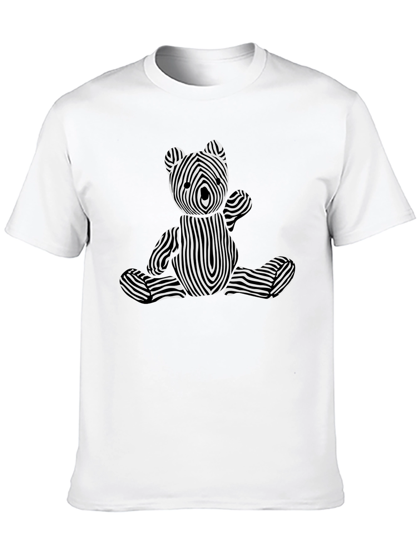 Optical Illusion Bear Graphic Tee - Black