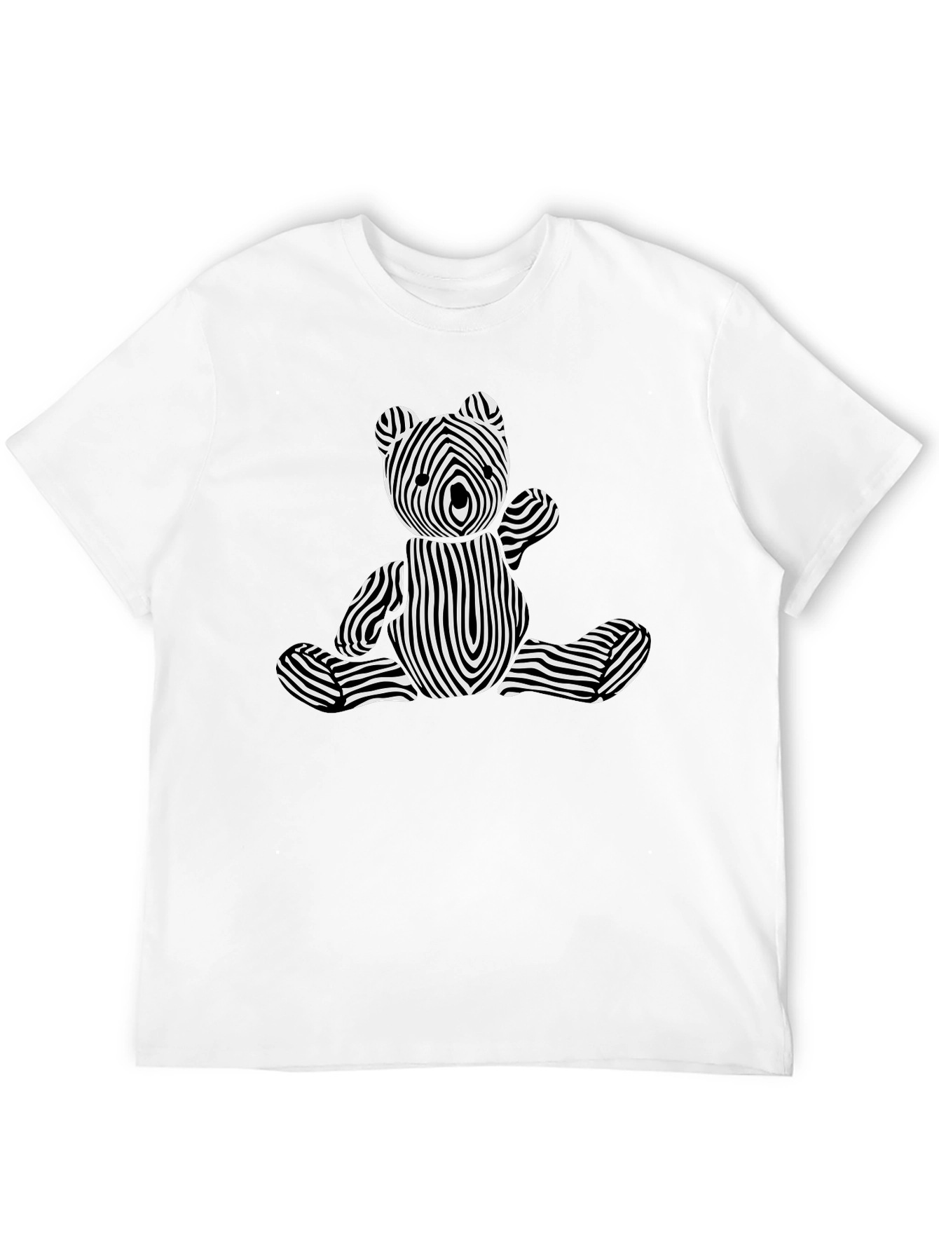 Optical Illusion Bear Graphic Tee - Black