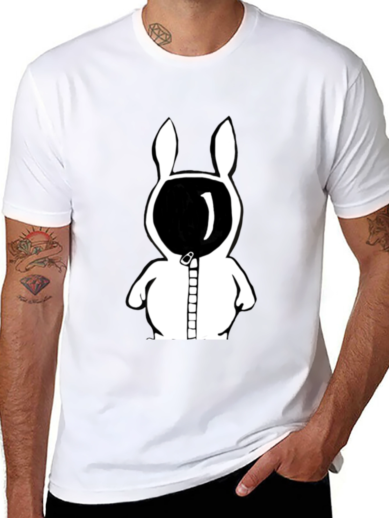 Rabbit Astronaut Graphic Tee - Black Cotton Blend