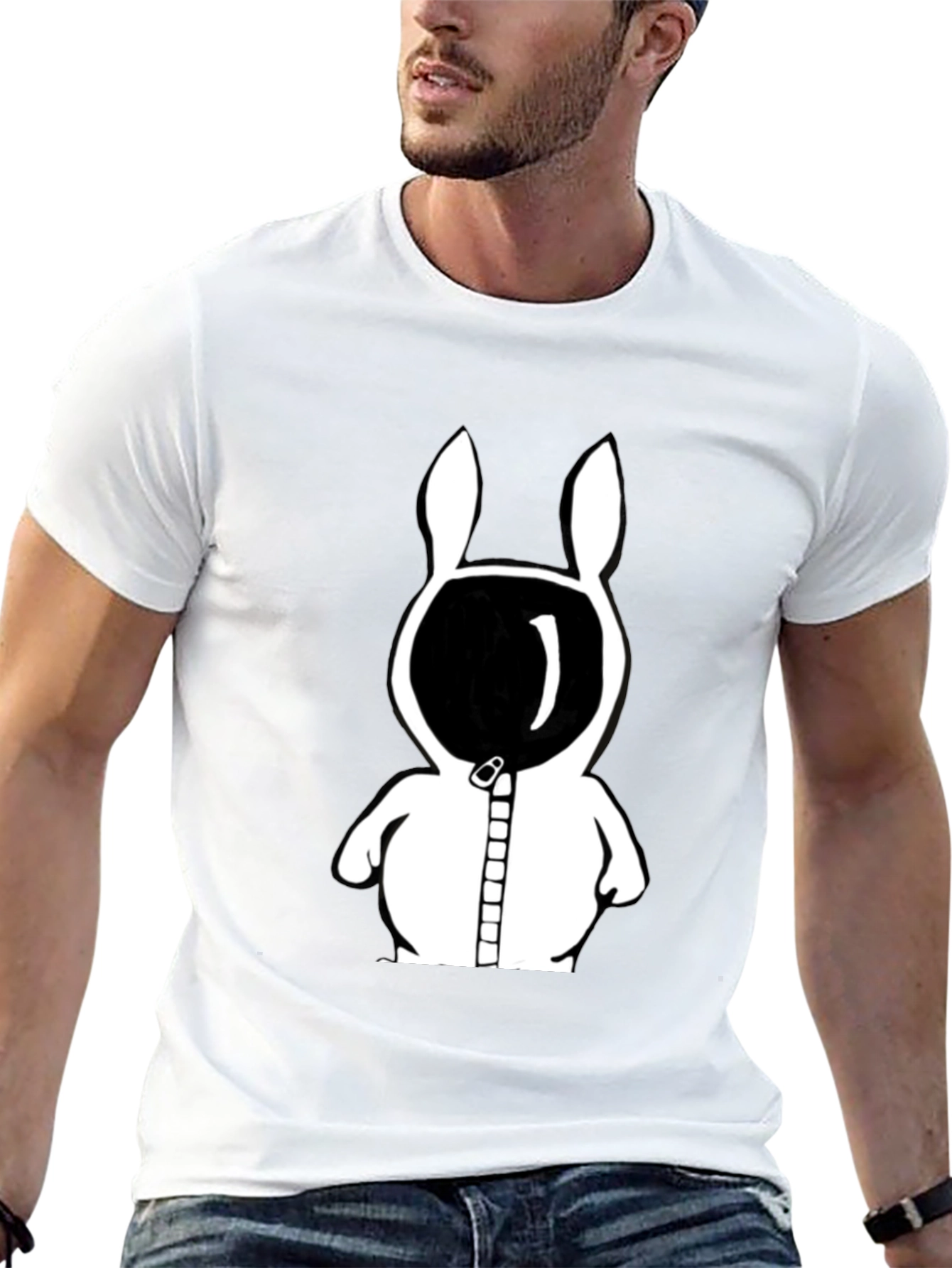 Rabbit Astronaut Graphic Tee - Black Cotton Blend