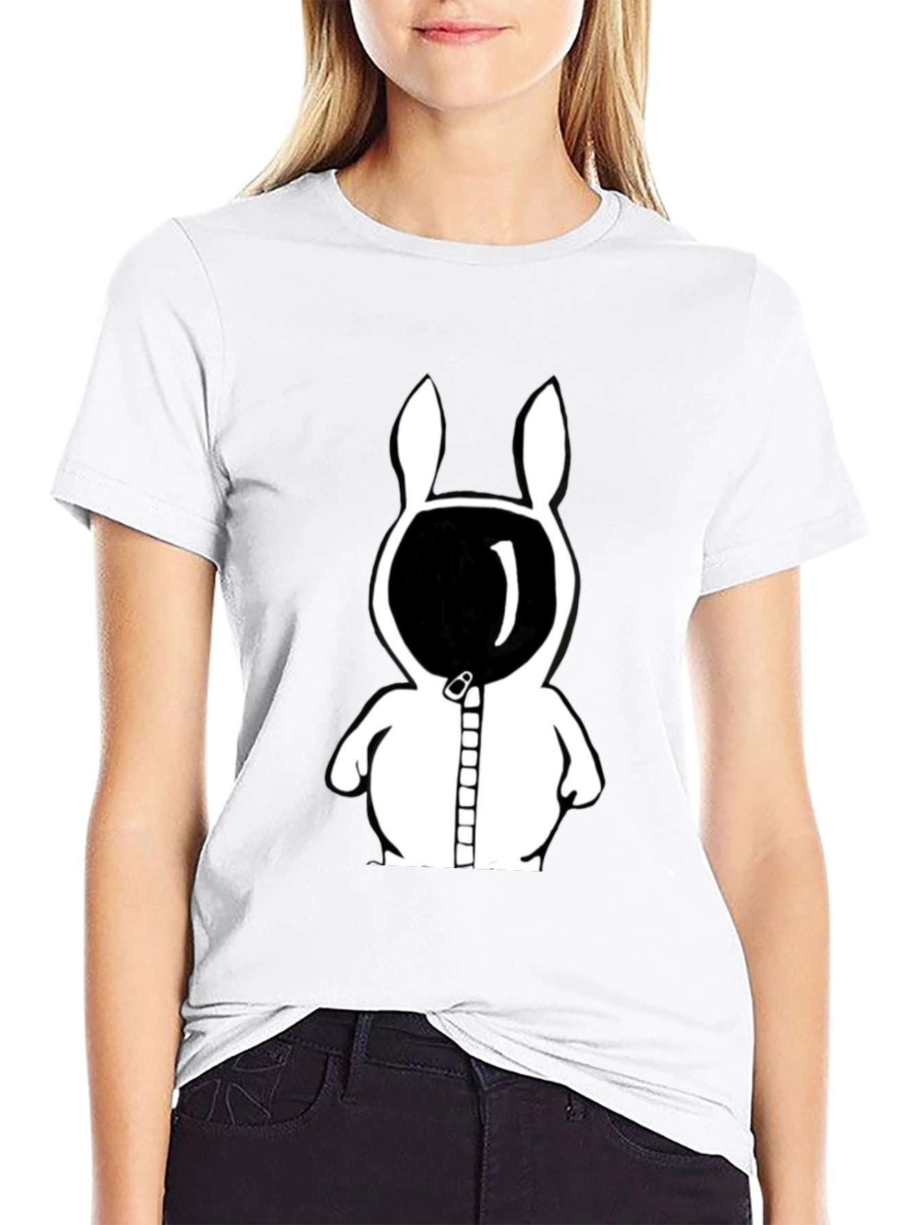 Rabbit Astronaut Graphic Tee - Black Cotton Blend