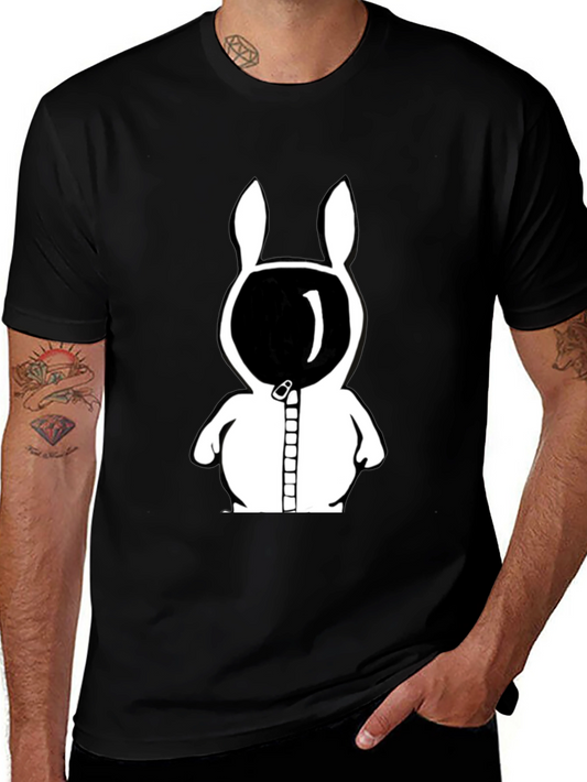 Rabbit Astronaut Graphic Tee - Black Cotton Blend