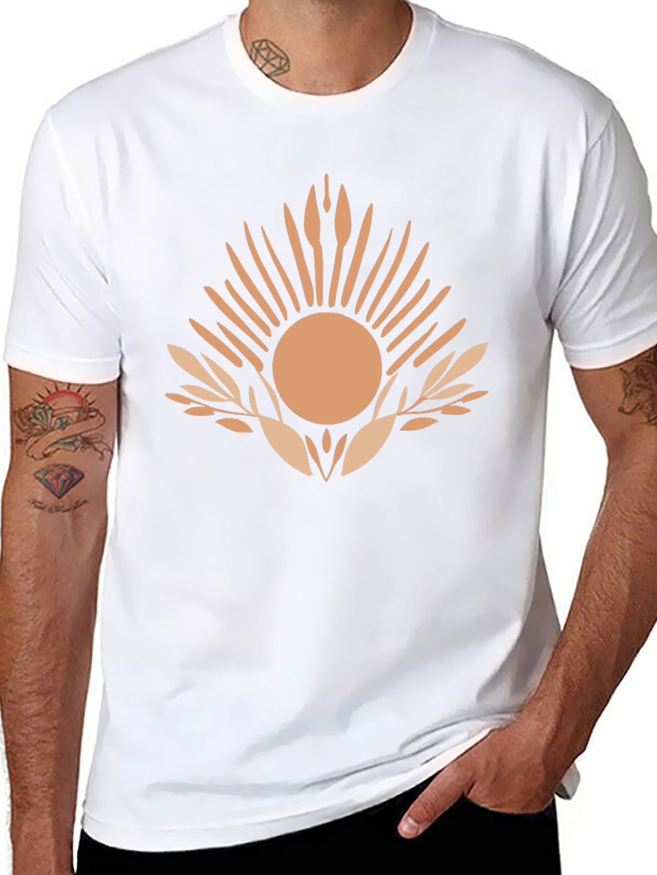 Abstract Sun Graphic Tee - Mens Black T-Shirt