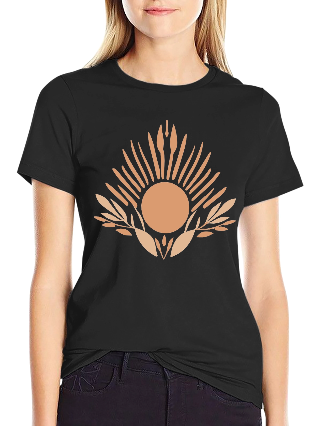 Abstract Sun Graphic Tee - Mens Black T-Shirt