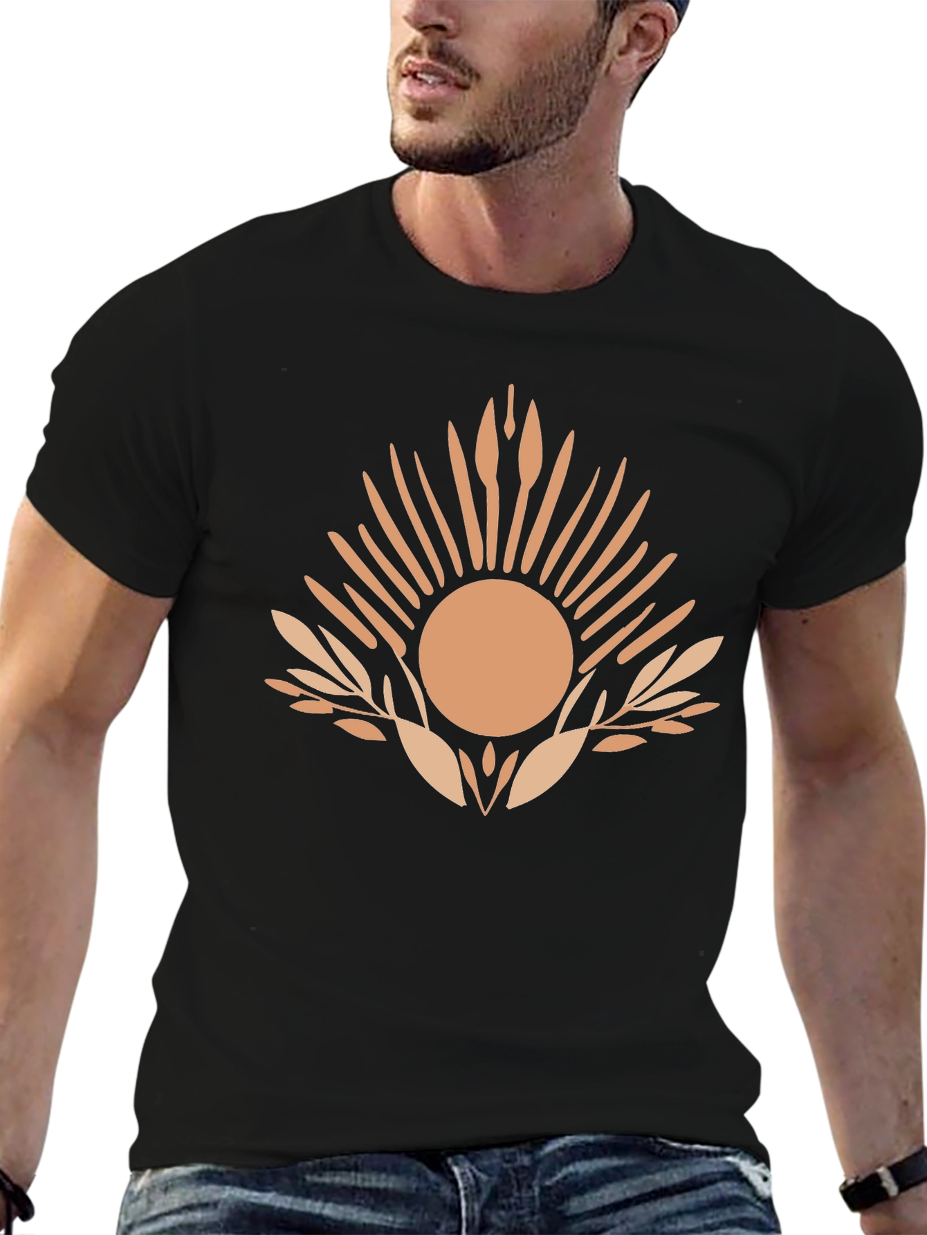 Abstract Sun Graphic Tee - Mens Black T-Shirt