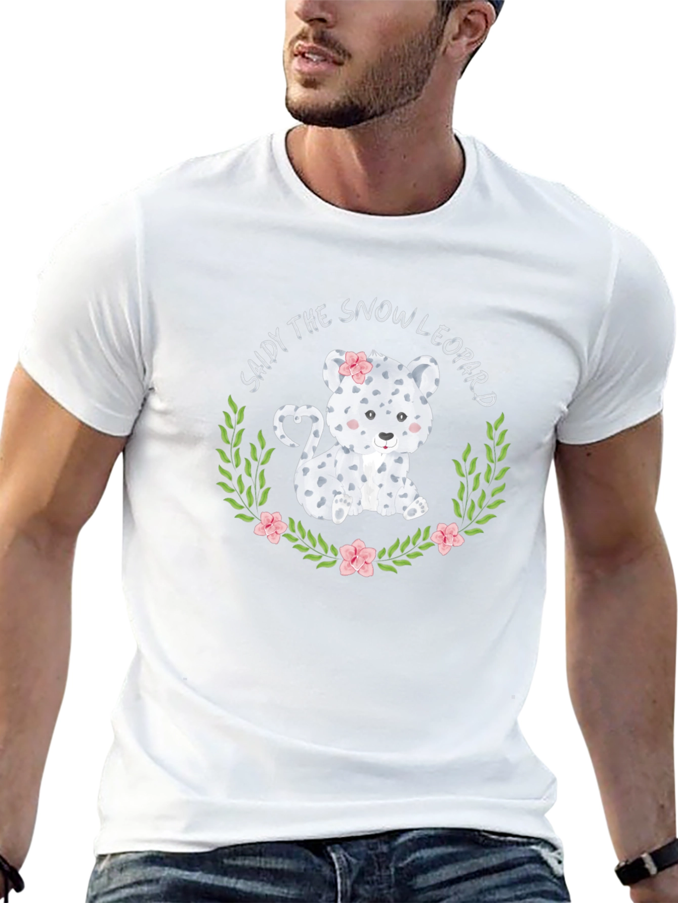 Snow Leopard Graphic Tee - Cute Animal Print