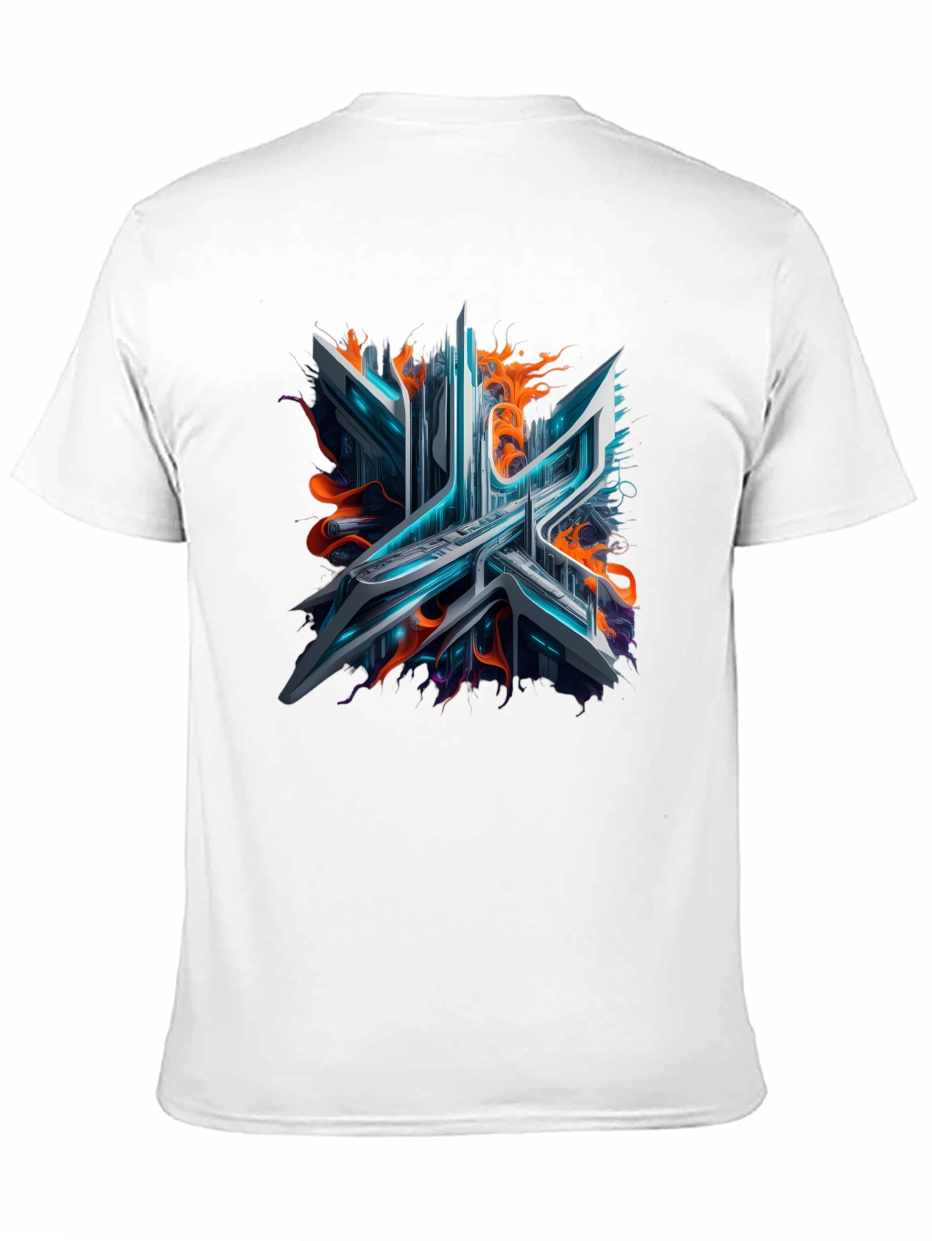 Cyberpunk Abstract Graphic Tee - Black