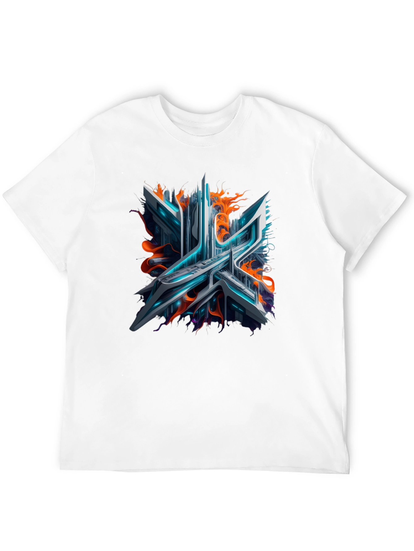 Cyberpunk Abstract Graphic Tee - Black
