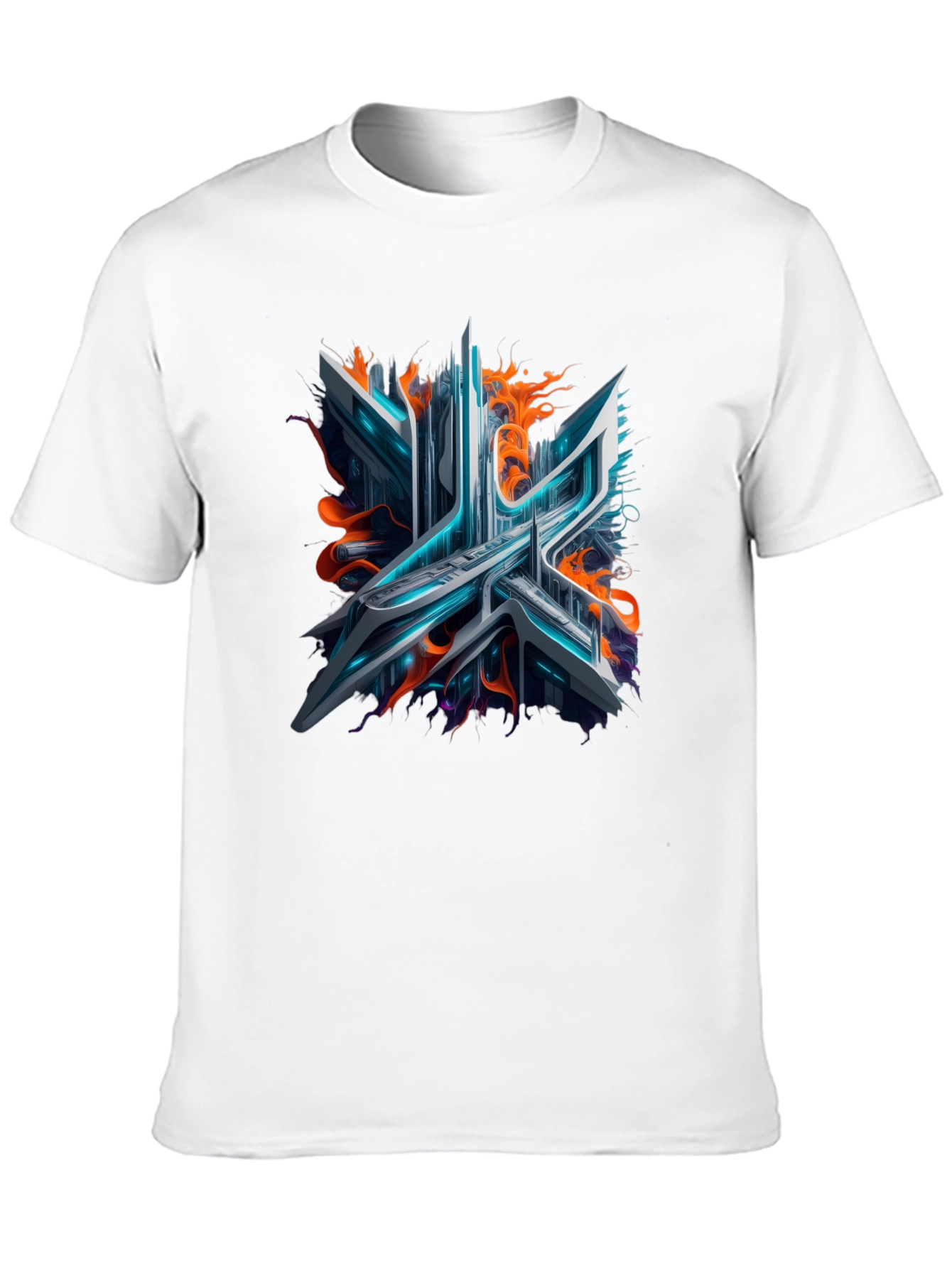 Cyberpunk Abstract Graphic Tee - Black