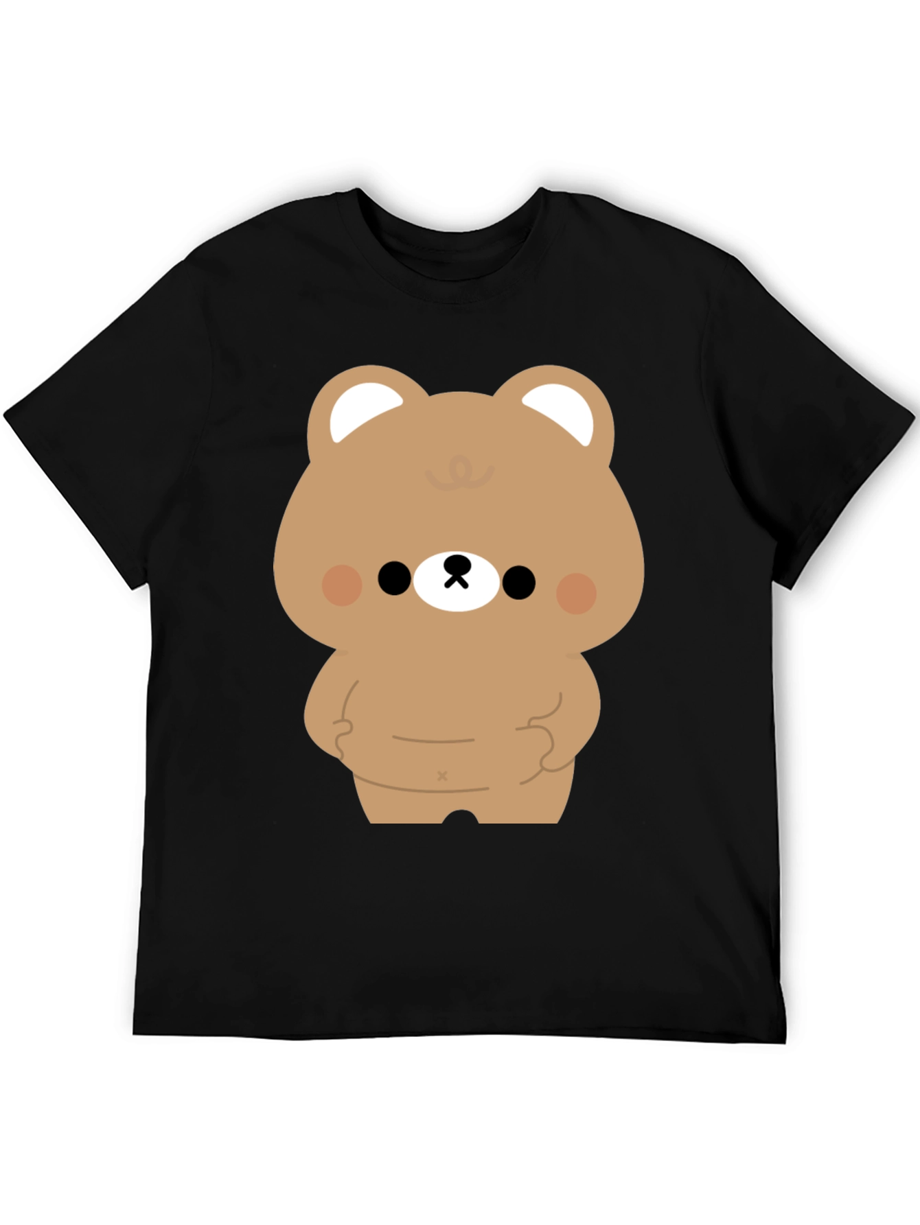 Cute Bear Graphic Print Black T-Shirt