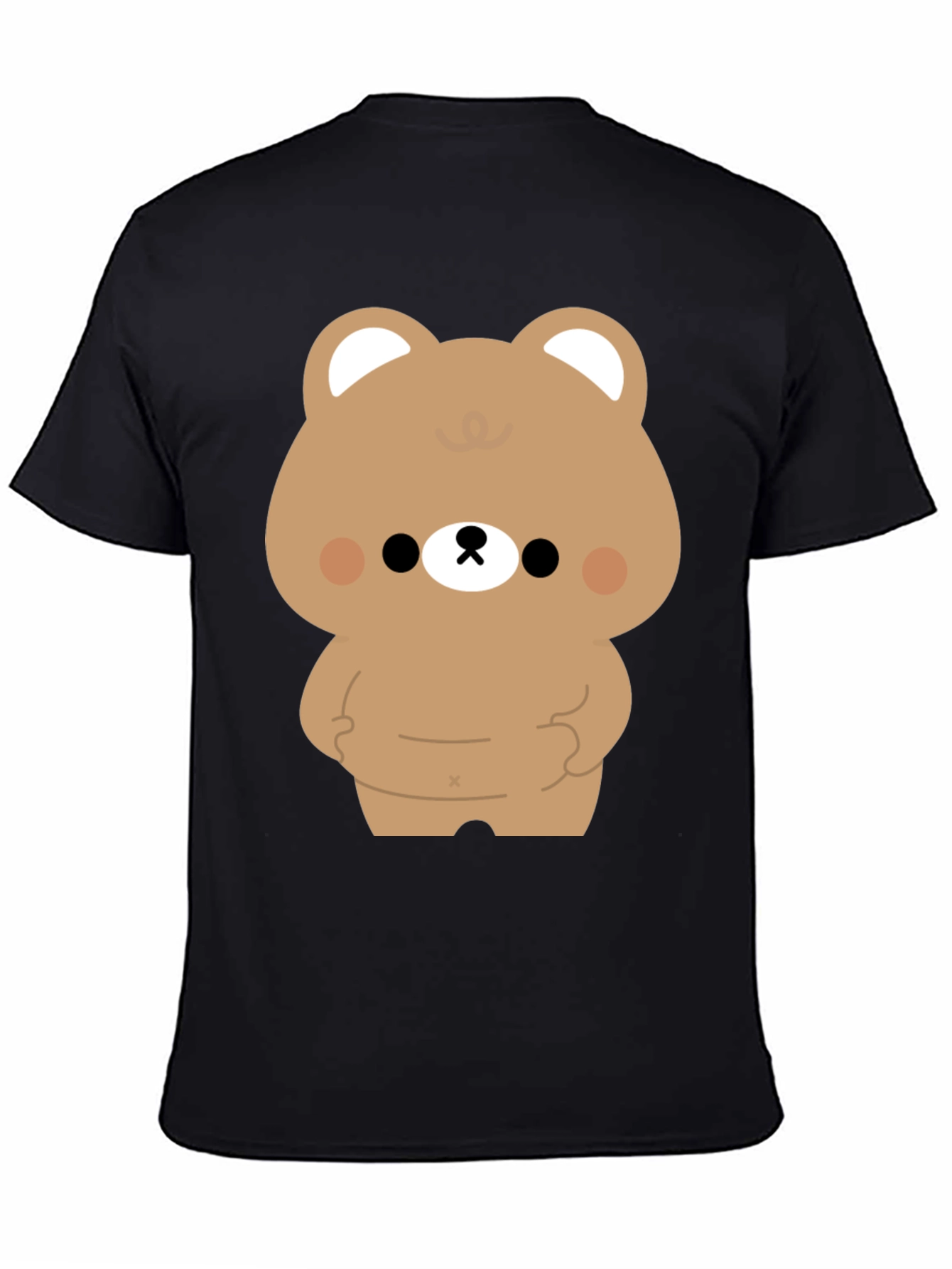 Cute Bear Graphic Print Black T-Shirt