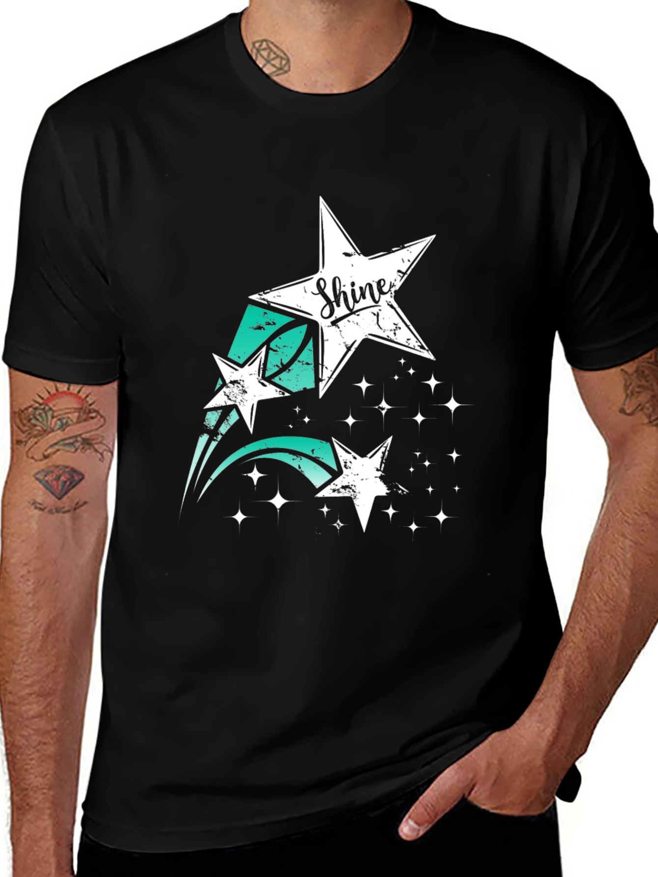 Shine Star Graphic Black T-Shirt