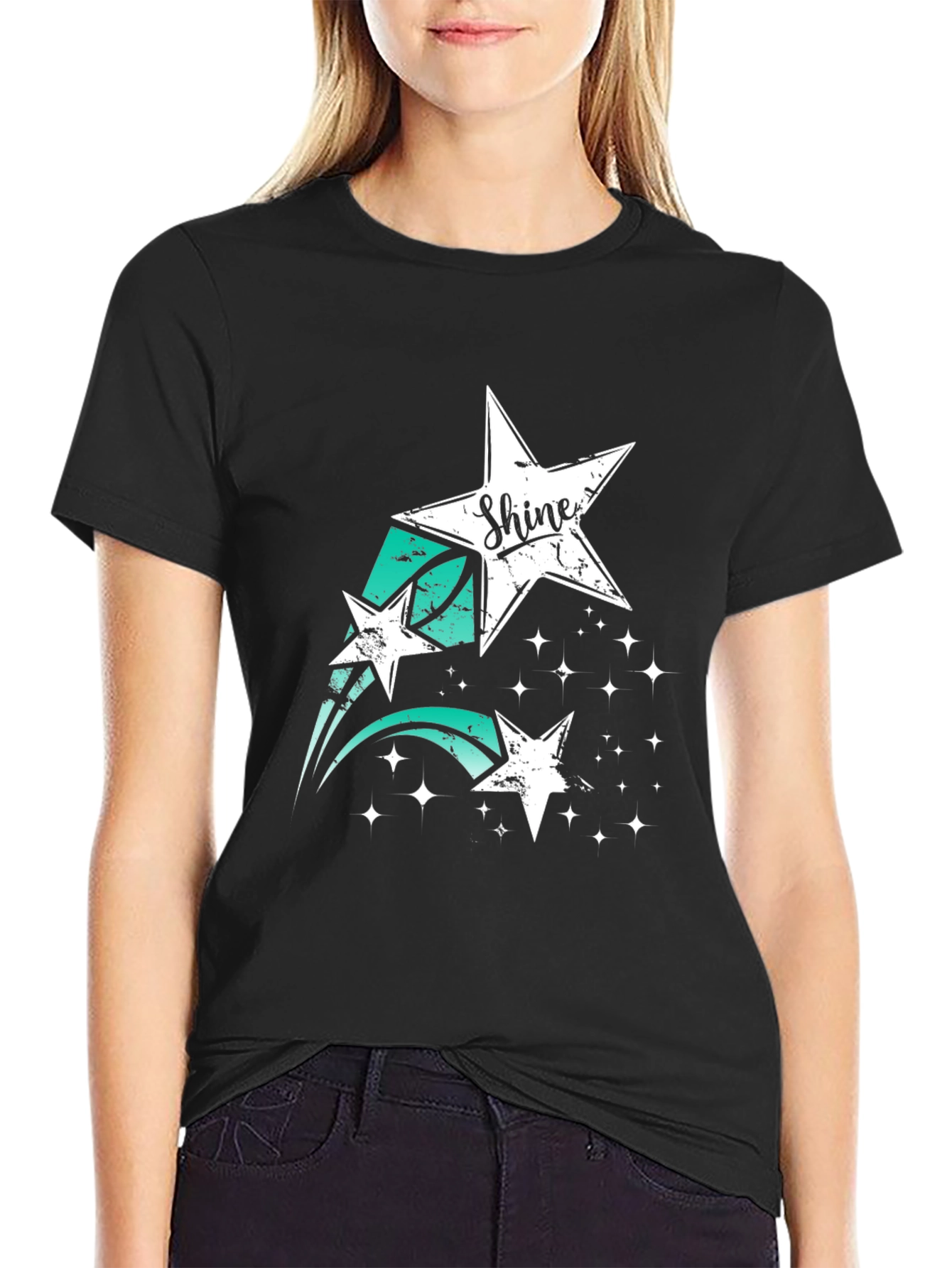Shine Star Graphic Black T-Shirt