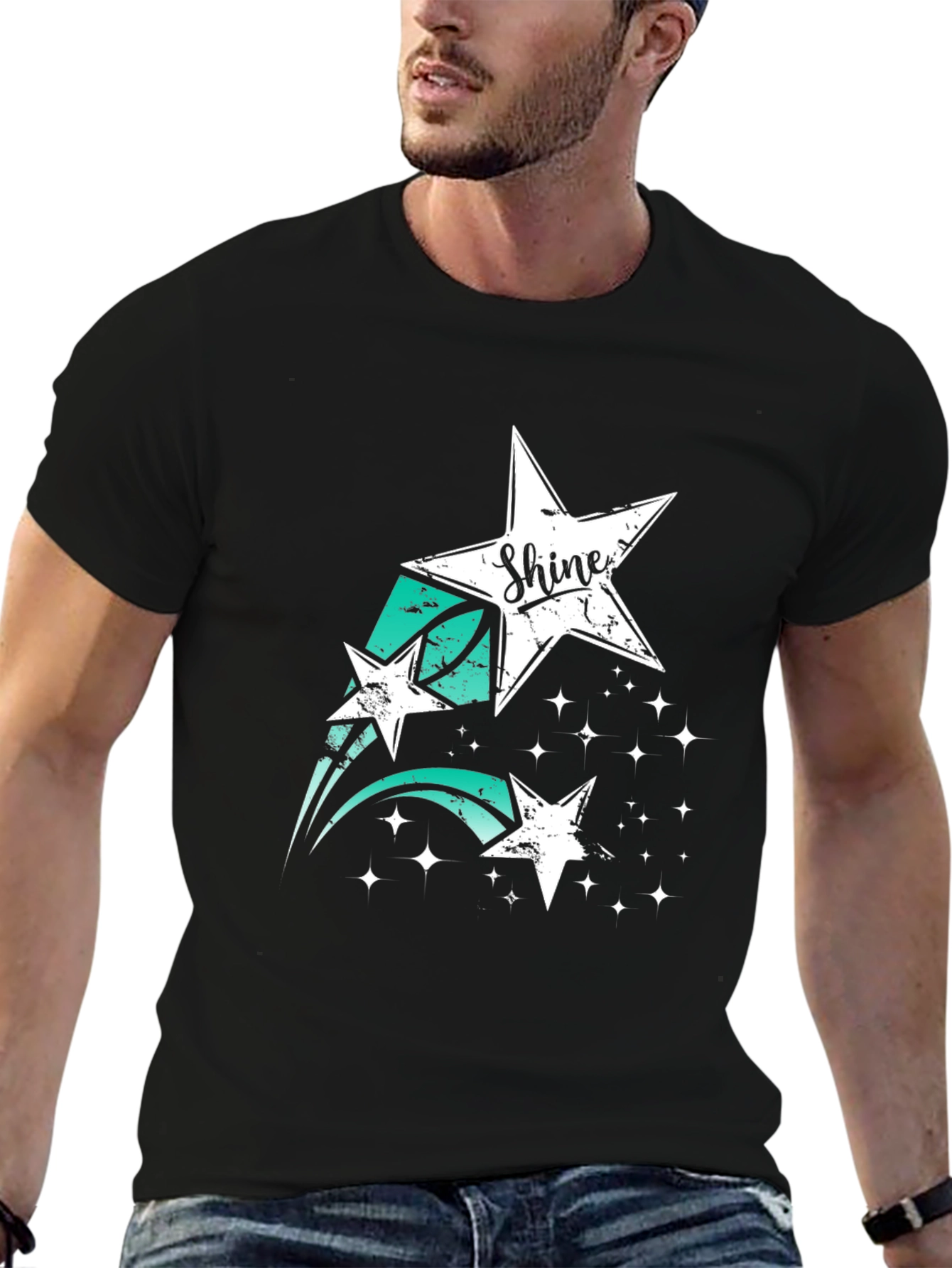 Shine Star Graphic Black T-Shirt
