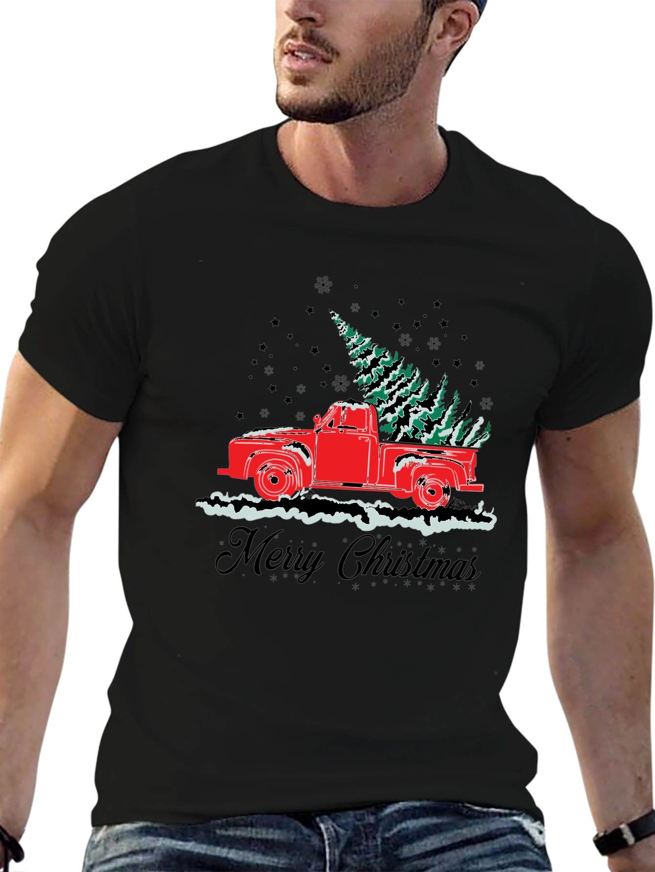 Merry Christmas Truck Graphic T-Shirt