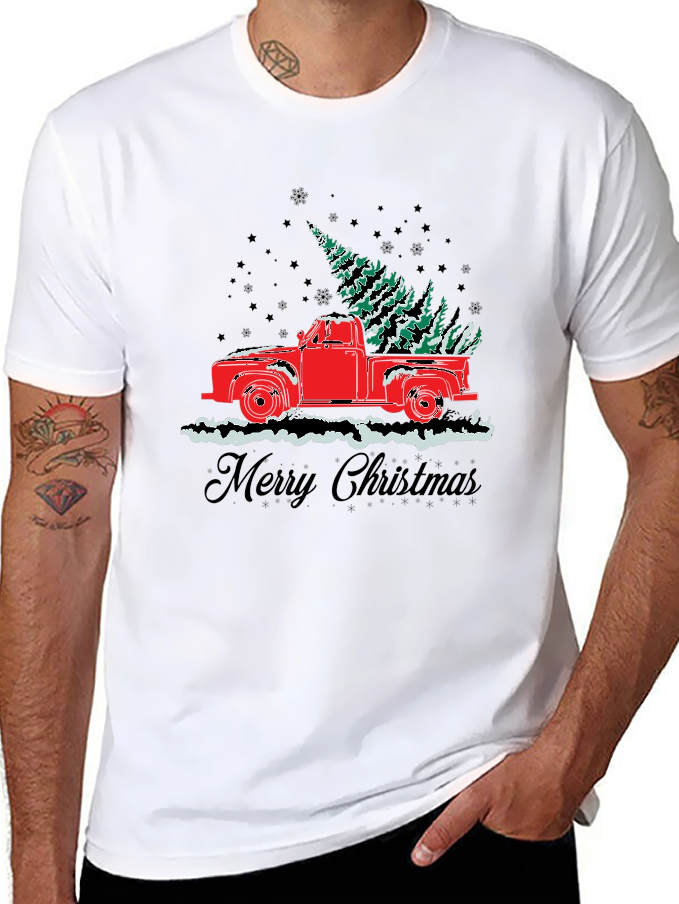 Merry Christmas Truck Graphic T-Shirt