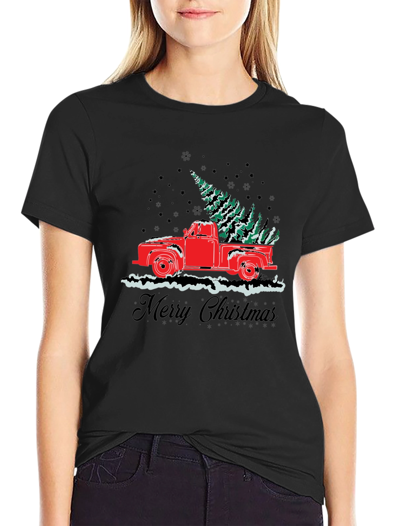 Merry Christmas Truck Graphic T-Shirt