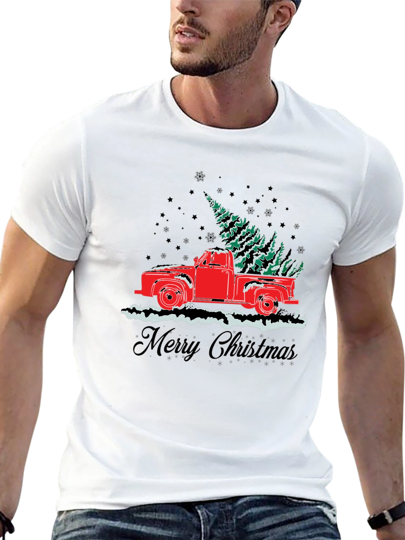 Merry Christmas Truck Graphic T-Shirt