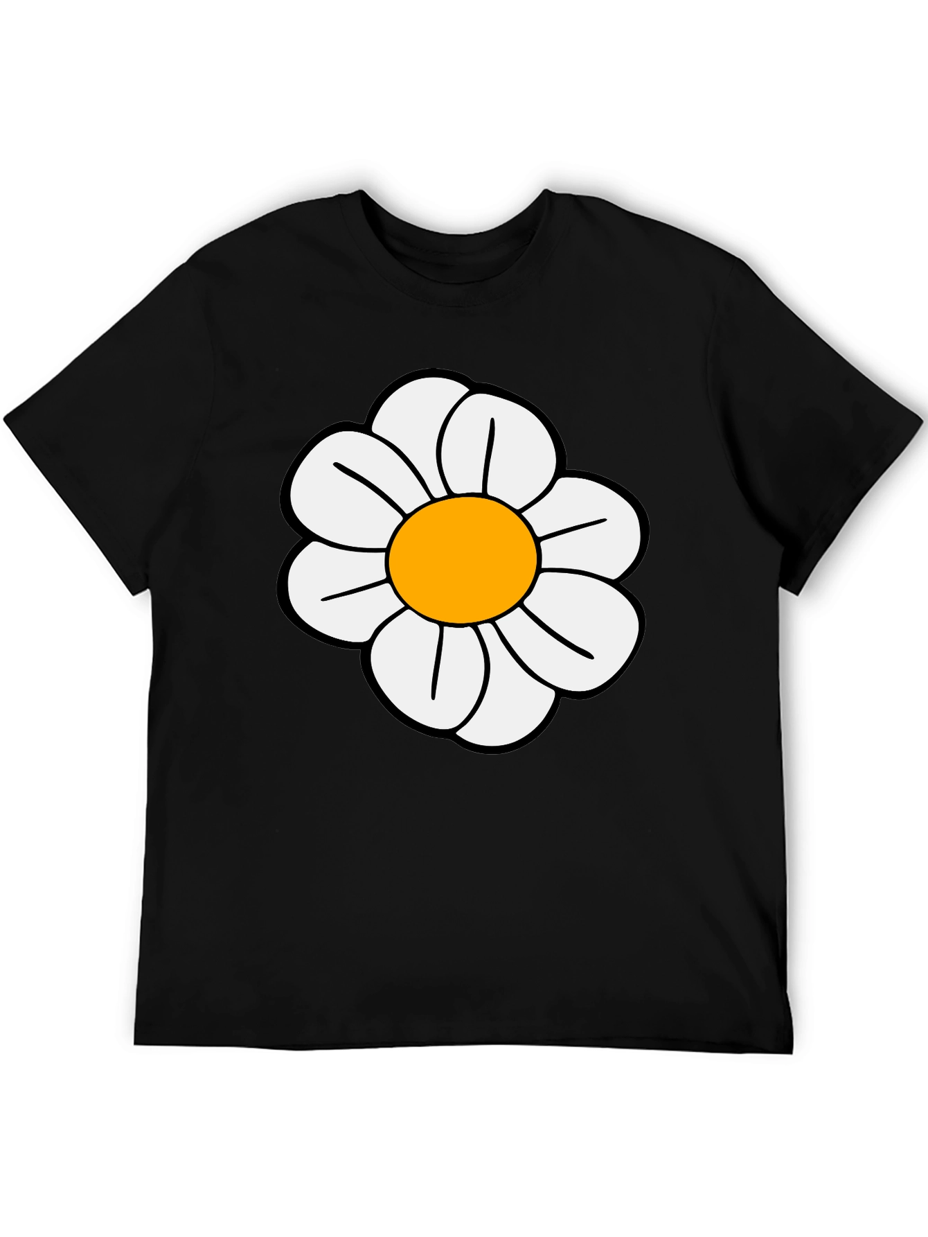 Daisy Flower Graphic T-Shirt - Casual Black Tee