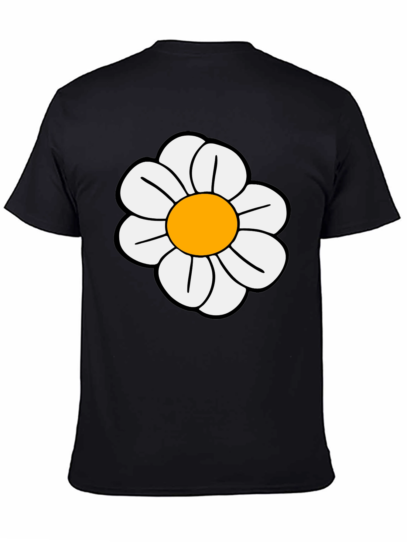 Daisy Flower Graphic T-Shirt - Casual Black Tee