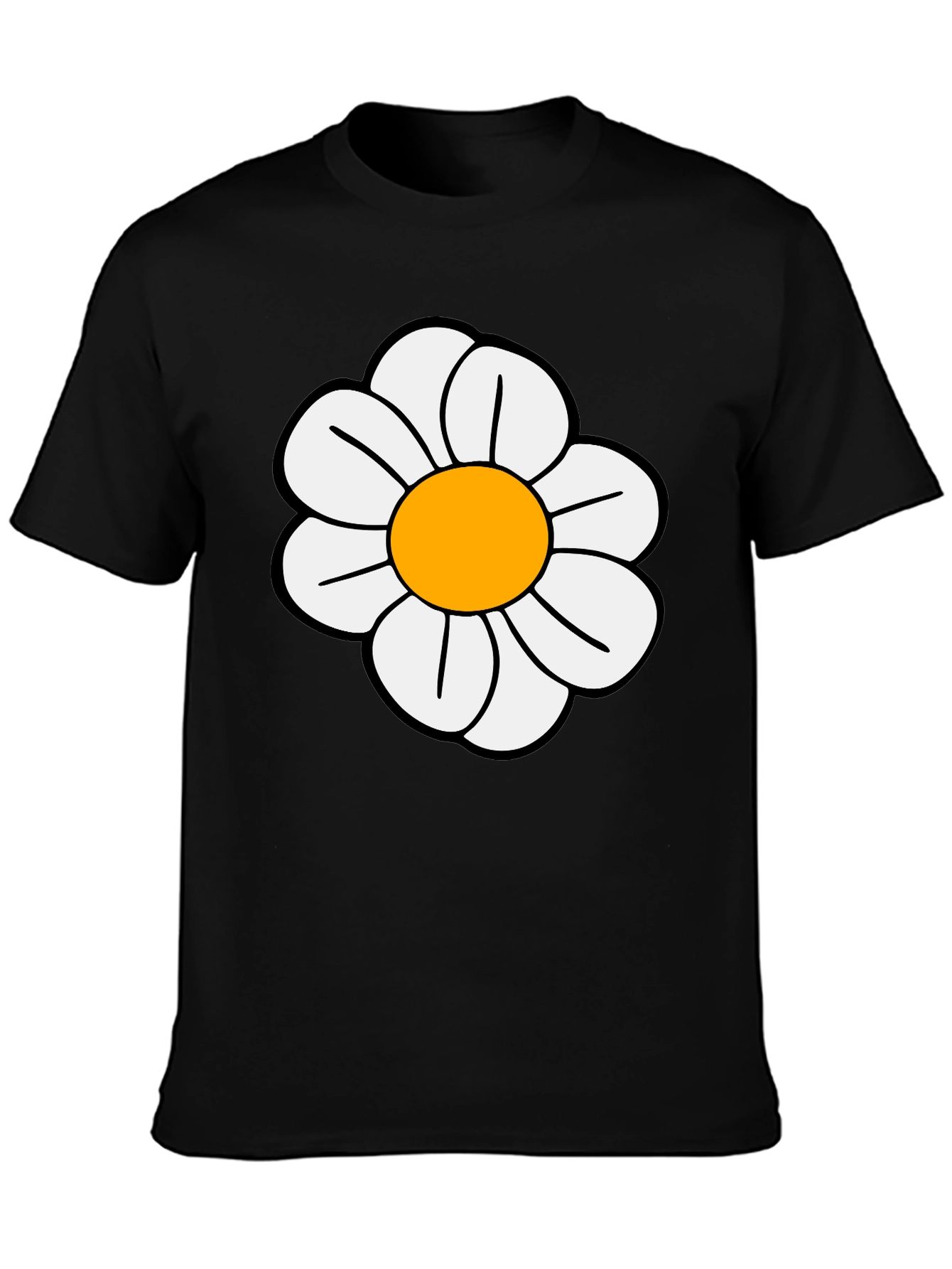 Daisy Flower Graphic T-Shirt - Casual Black Tee