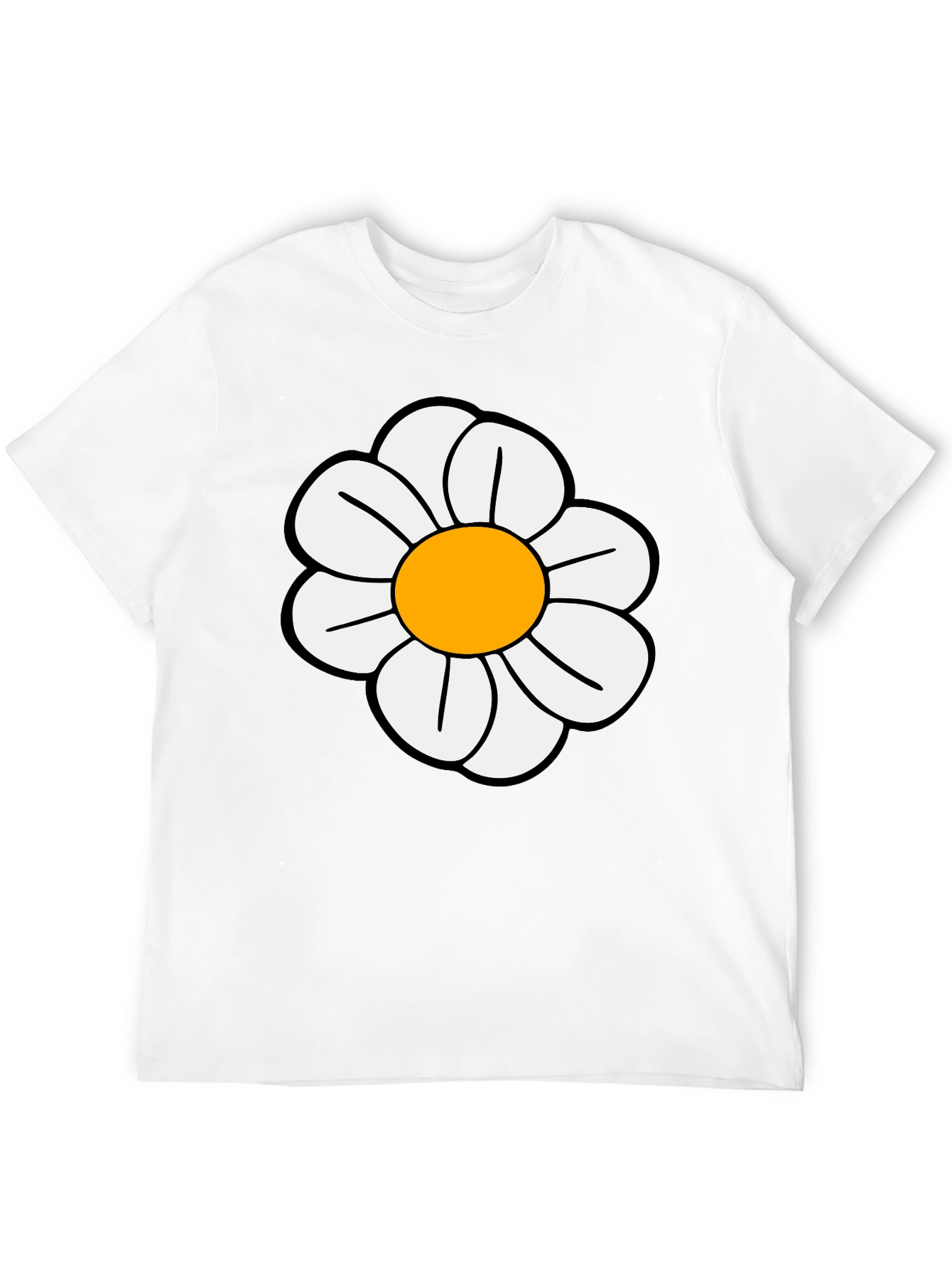 Daisy Flower Graphic T-Shirt - Casual Black Tee