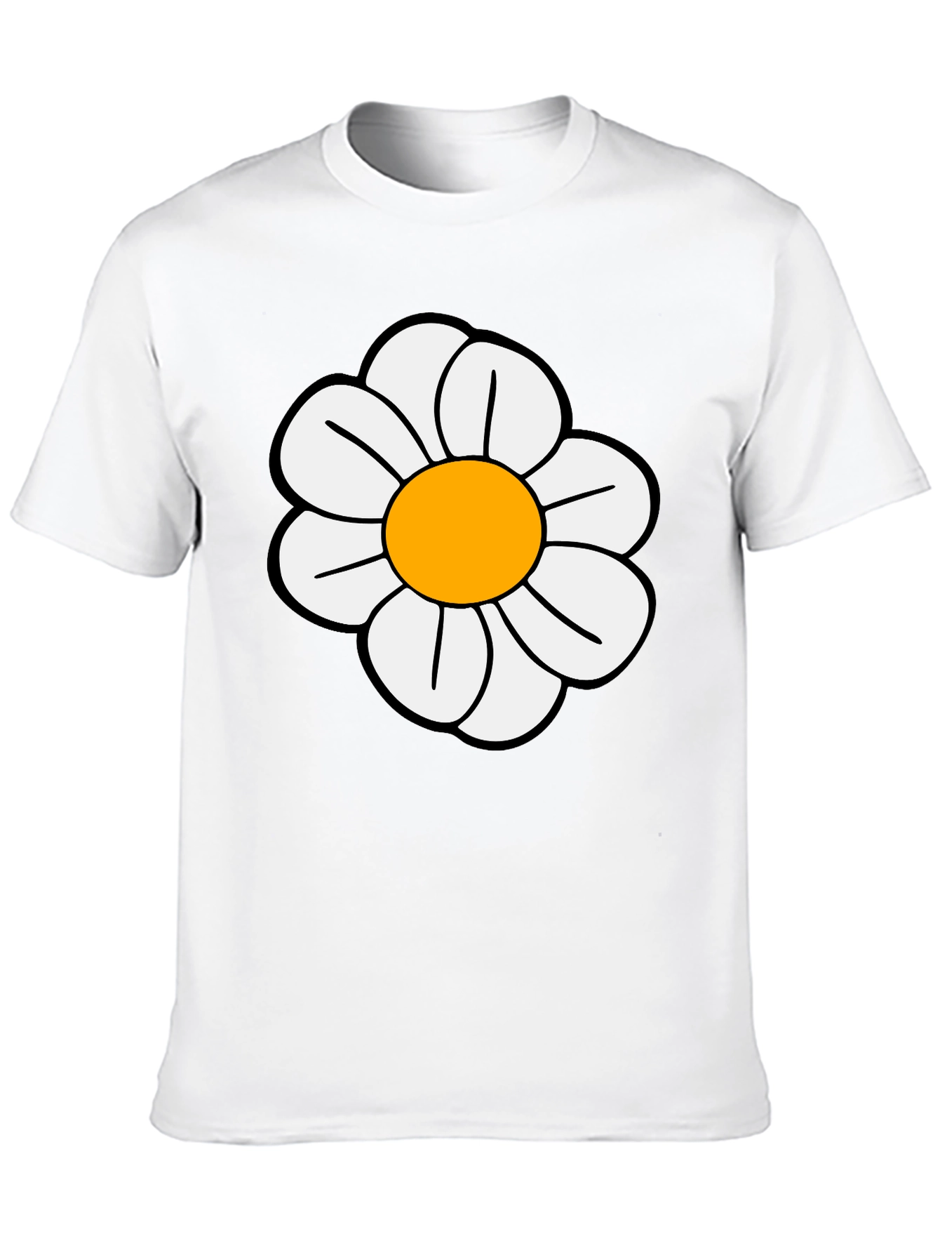 Daisy Flower Graphic T-Shirt - Casual Black Tee