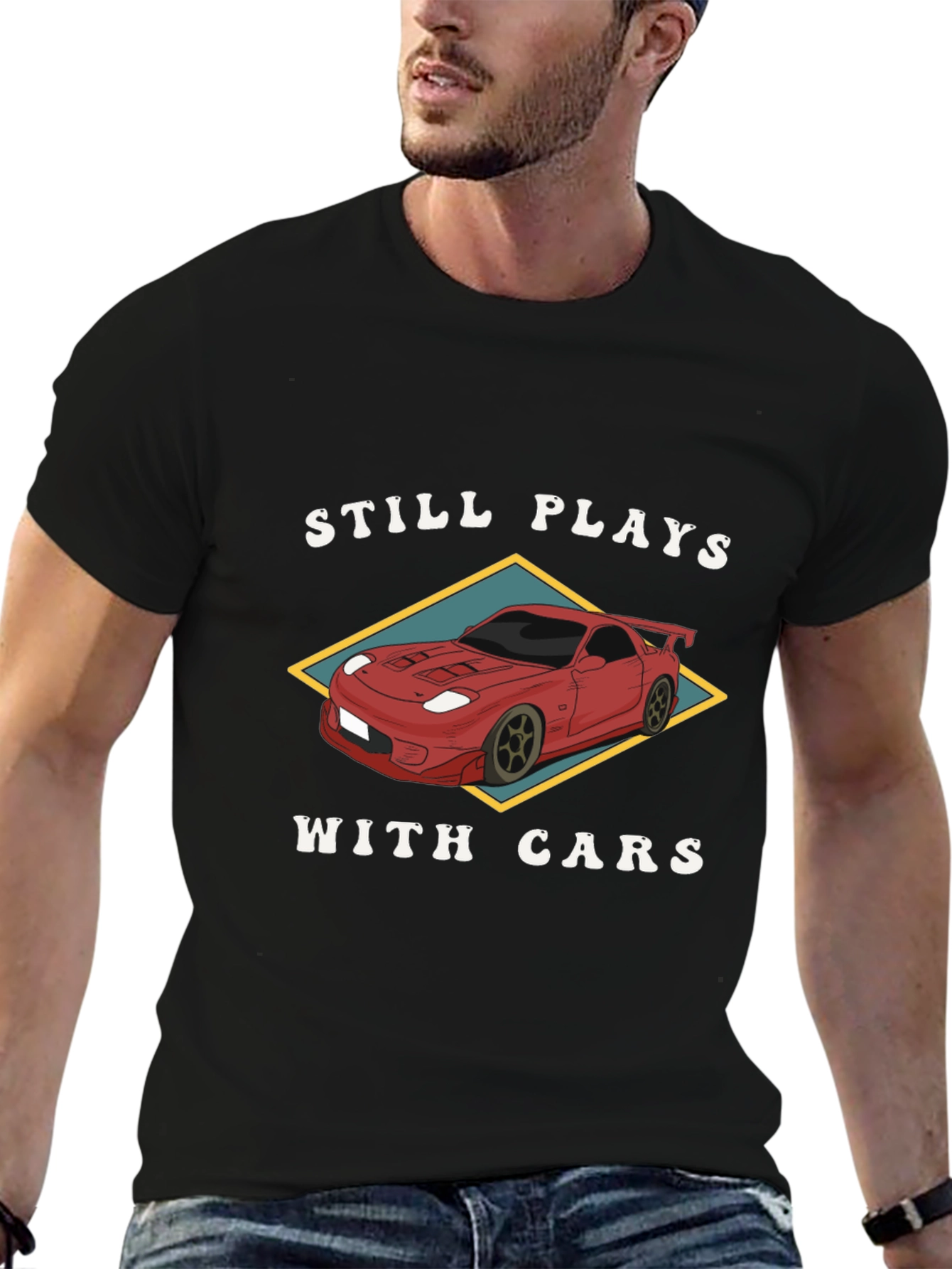 Still Plays With Cars Black T-Shirt