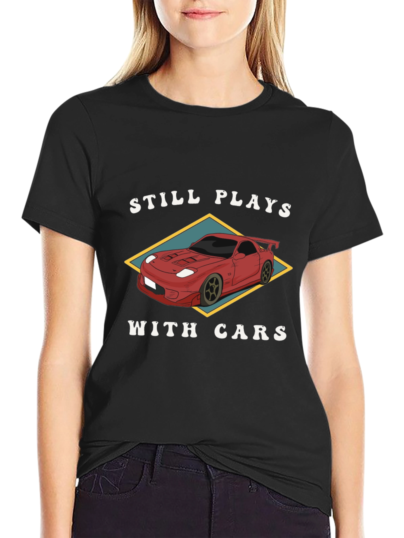 Still Plays With Cars Black T-Shirt