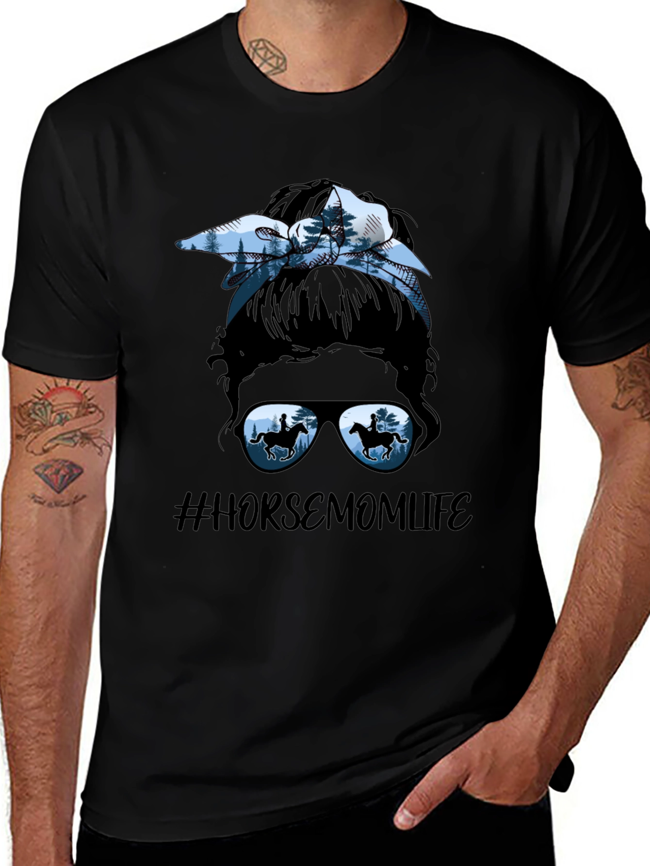 Horse Mom Life Messy Bun T-Shirt