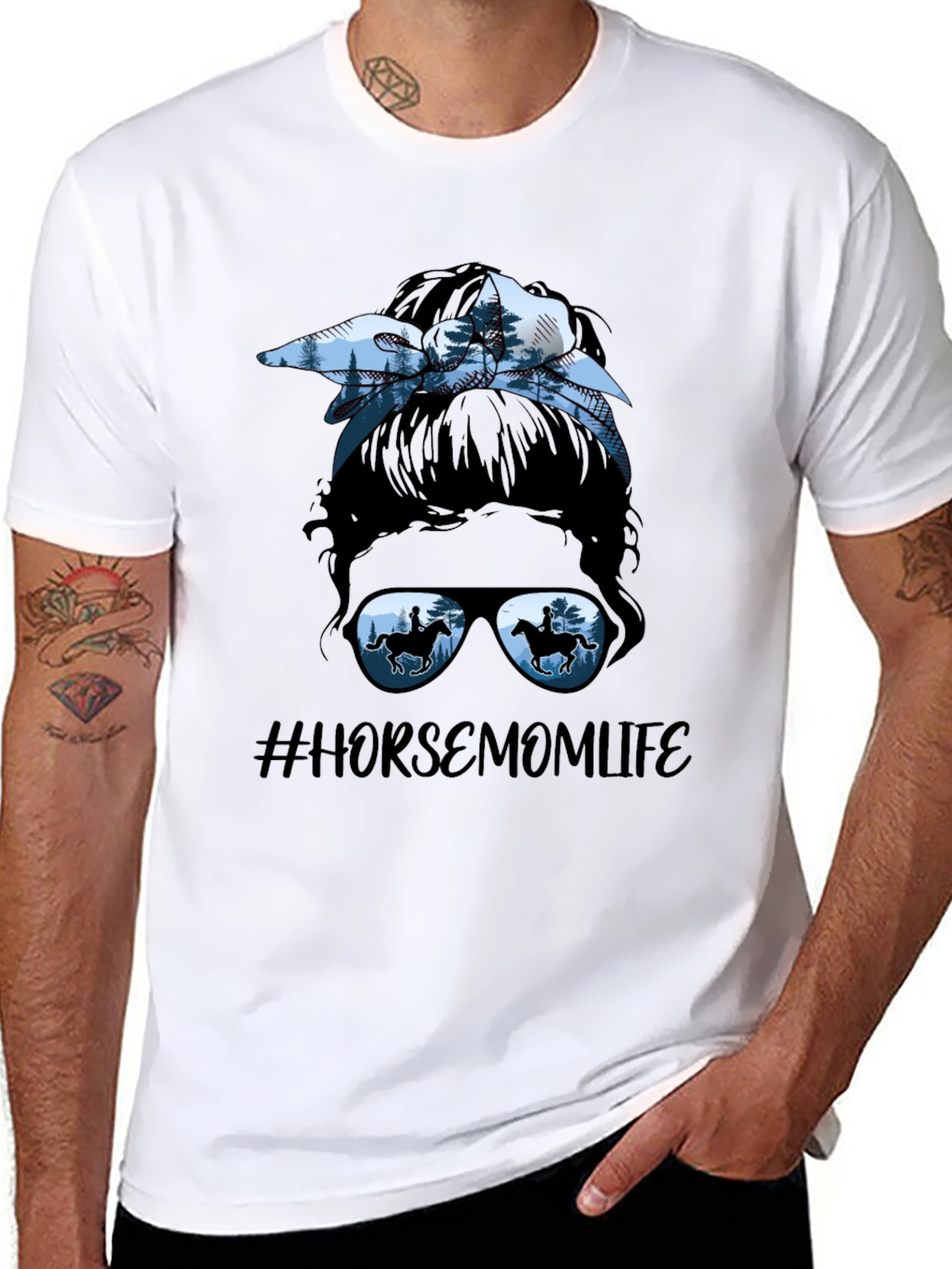 Horse Mom Life Messy Bun T-Shirt
