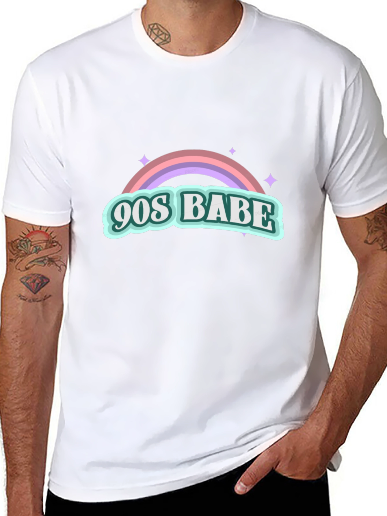 90s Babe Rainbow Graphic Tee - Retro Style