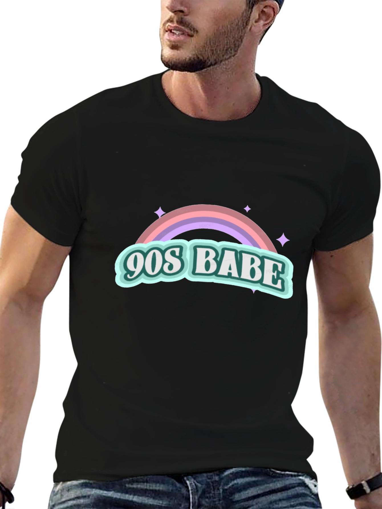 90s Babe Rainbow Graphic Tee - Retro Style