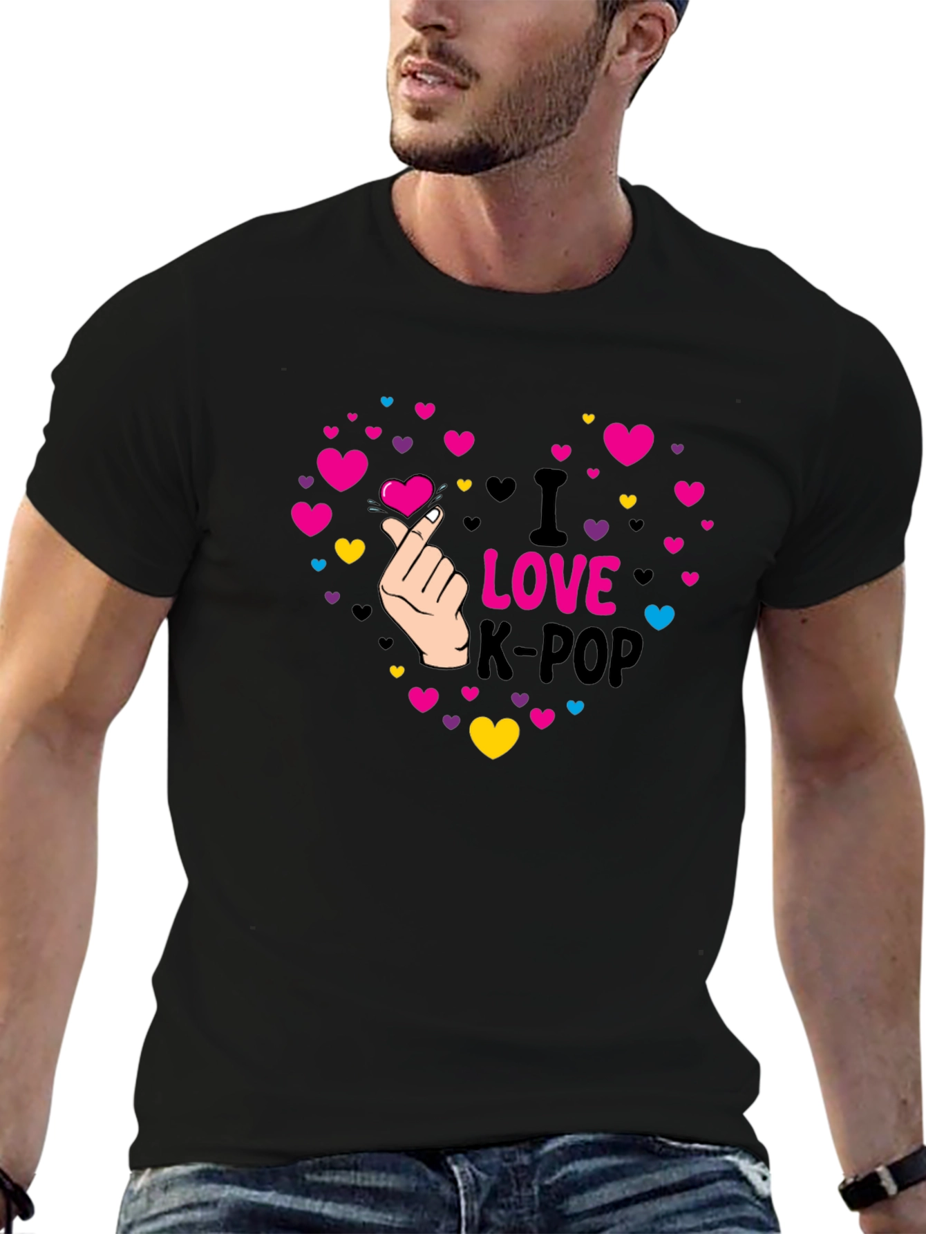 I Love K-Pop Heart Graphic T-Shirt