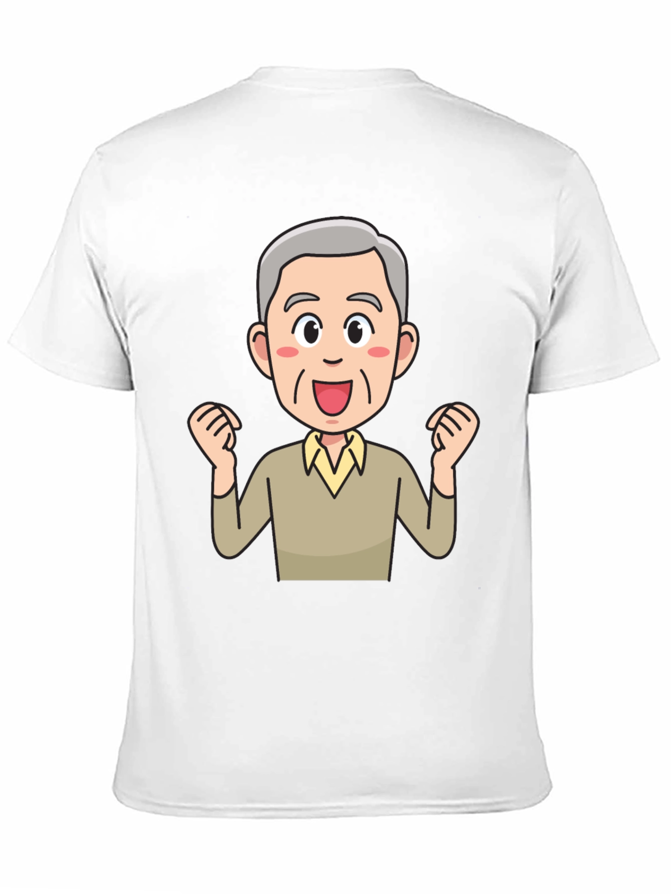 Cartoon Old Man Graphic Black T-Shirt