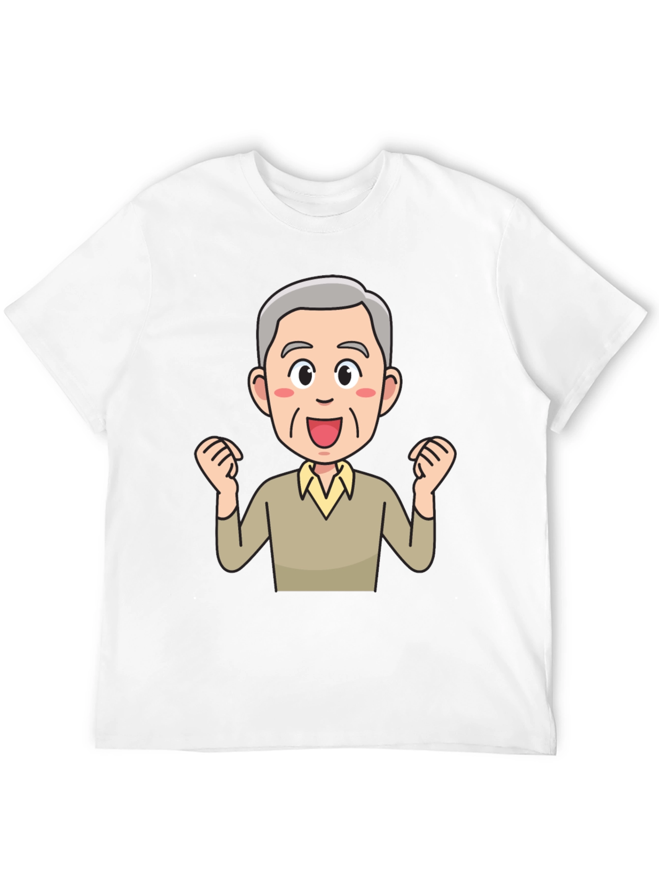 Cartoon Old Man Graphic Black T-Shirt