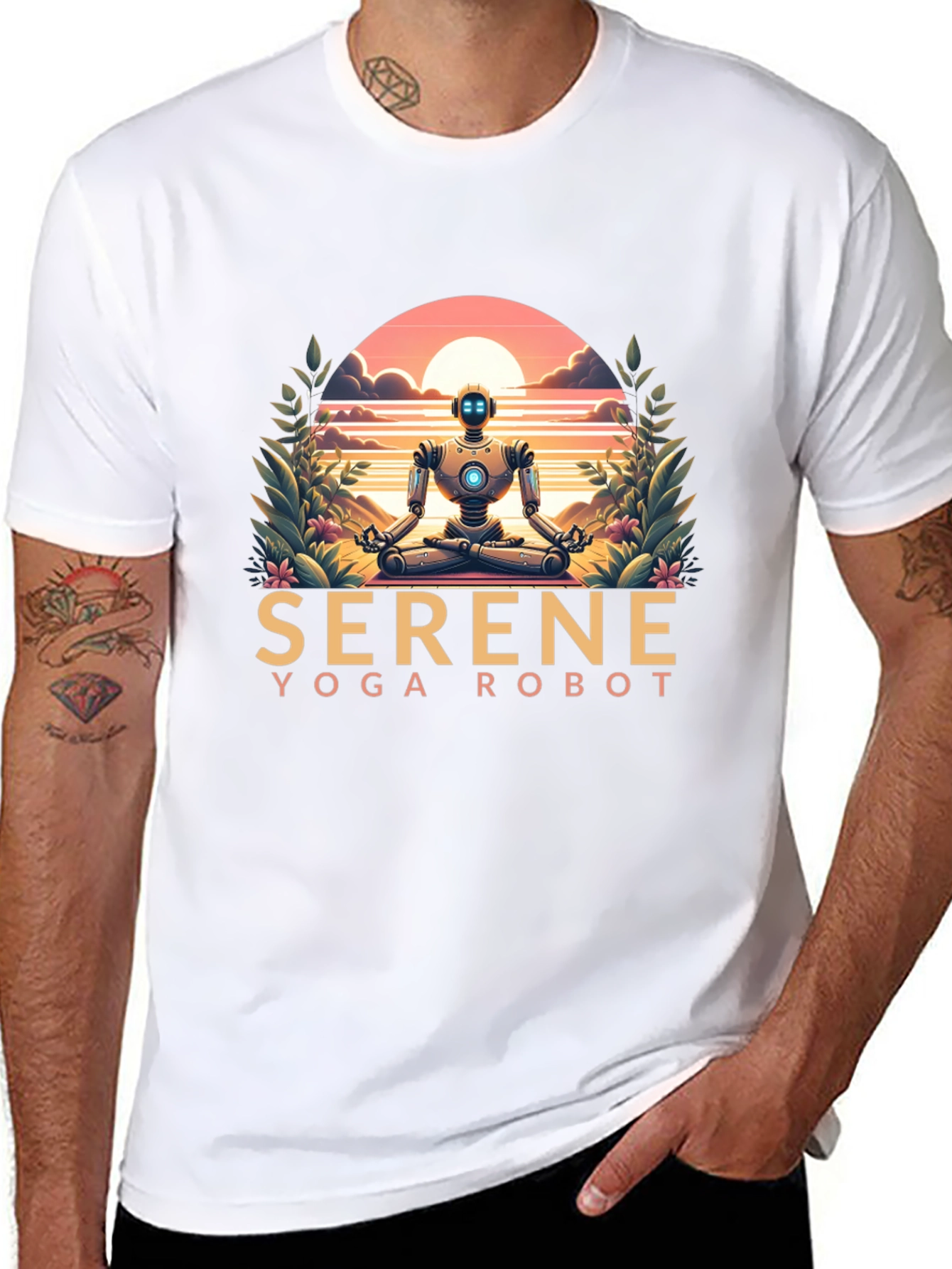 Serene Yoga Robot Graphic Tee