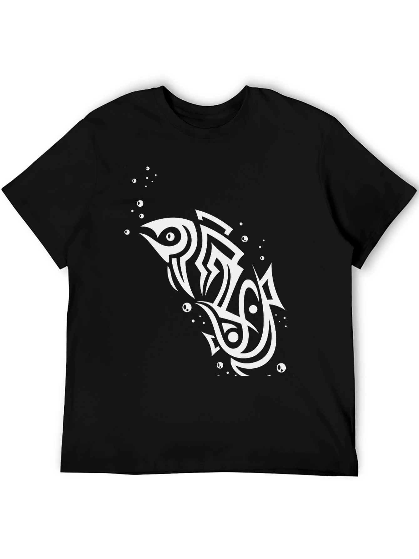 Tribal Fish Graphic Black T-Shirt