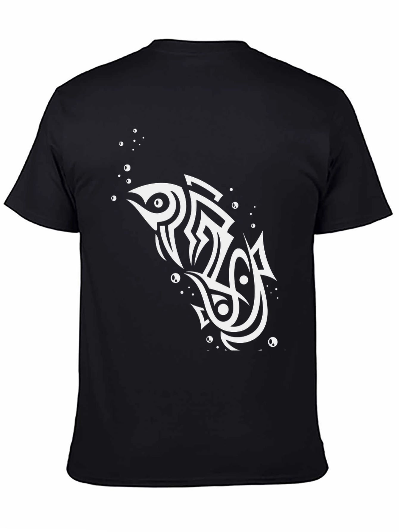 Tribal Fish Graphic Black T-Shirt