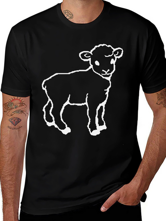 Lamb Graphic T-Shirt - Black Cotton Blend