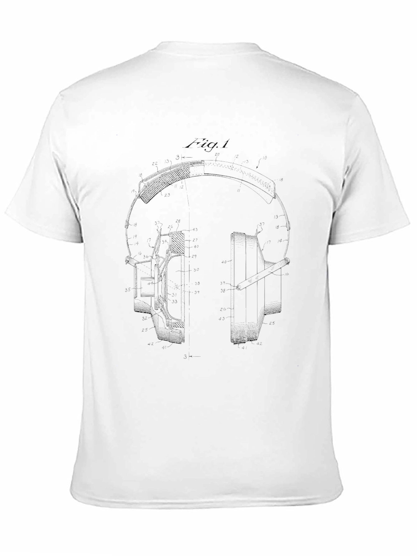 Headphone Blueprint Black T-Shirt