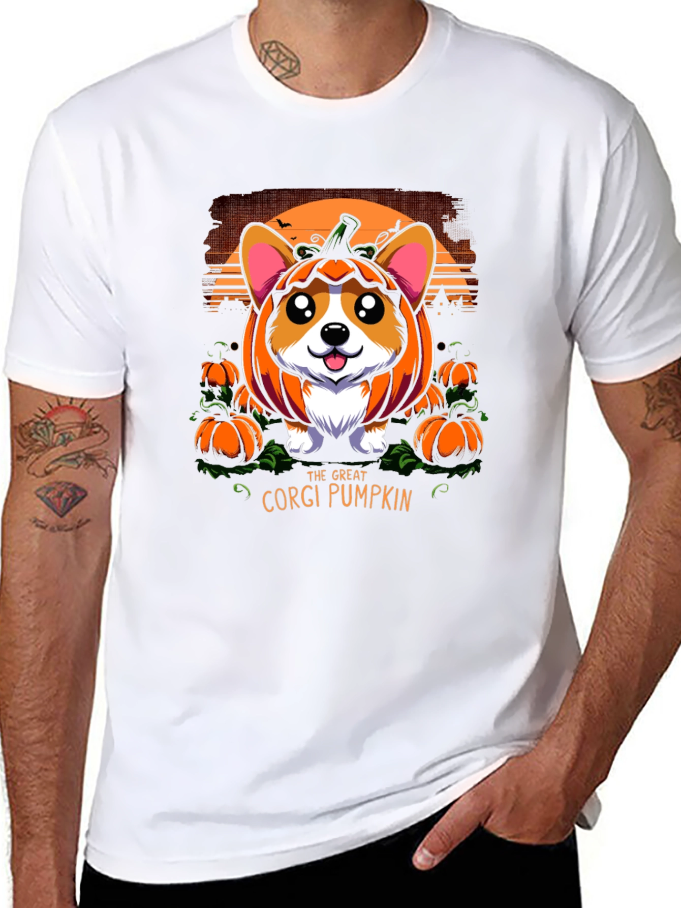 Corgi Pumpkin Halloween Graphic Tee