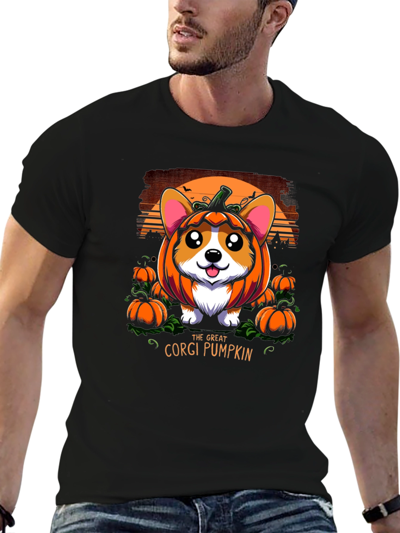 Corgi Pumpkin Halloween Graphic Tee