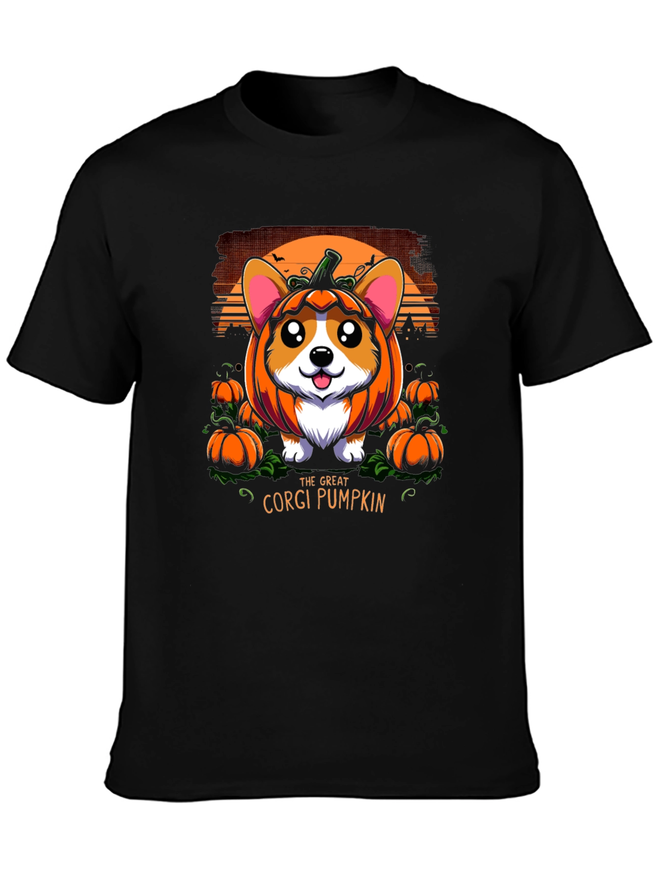 Corgi Pumpkin Halloween Graphic Tee