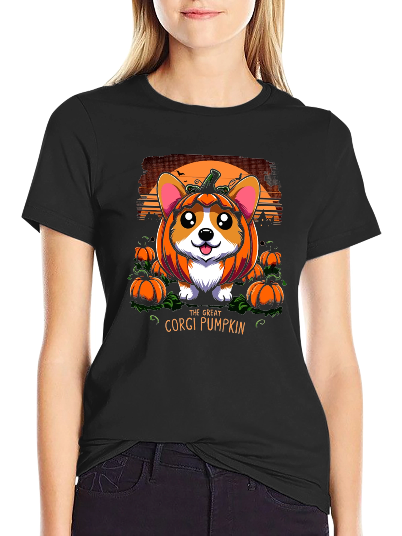 Corgi Pumpkin Halloween Graphic Tee
